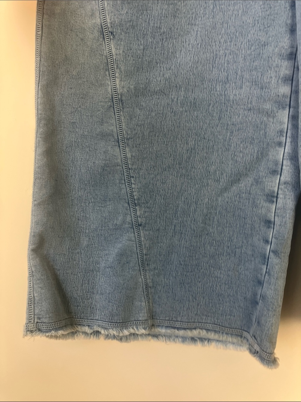 AERIE Real Soft Wide-Leg Jogger Style Blue Denim Pull-On Pants Raw Hem Size L - Picture 5 of 14